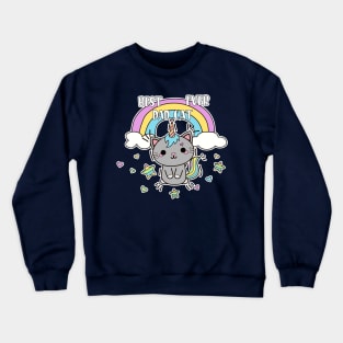 best dad cat ever unicorn cat Crewneck Sweatshirt